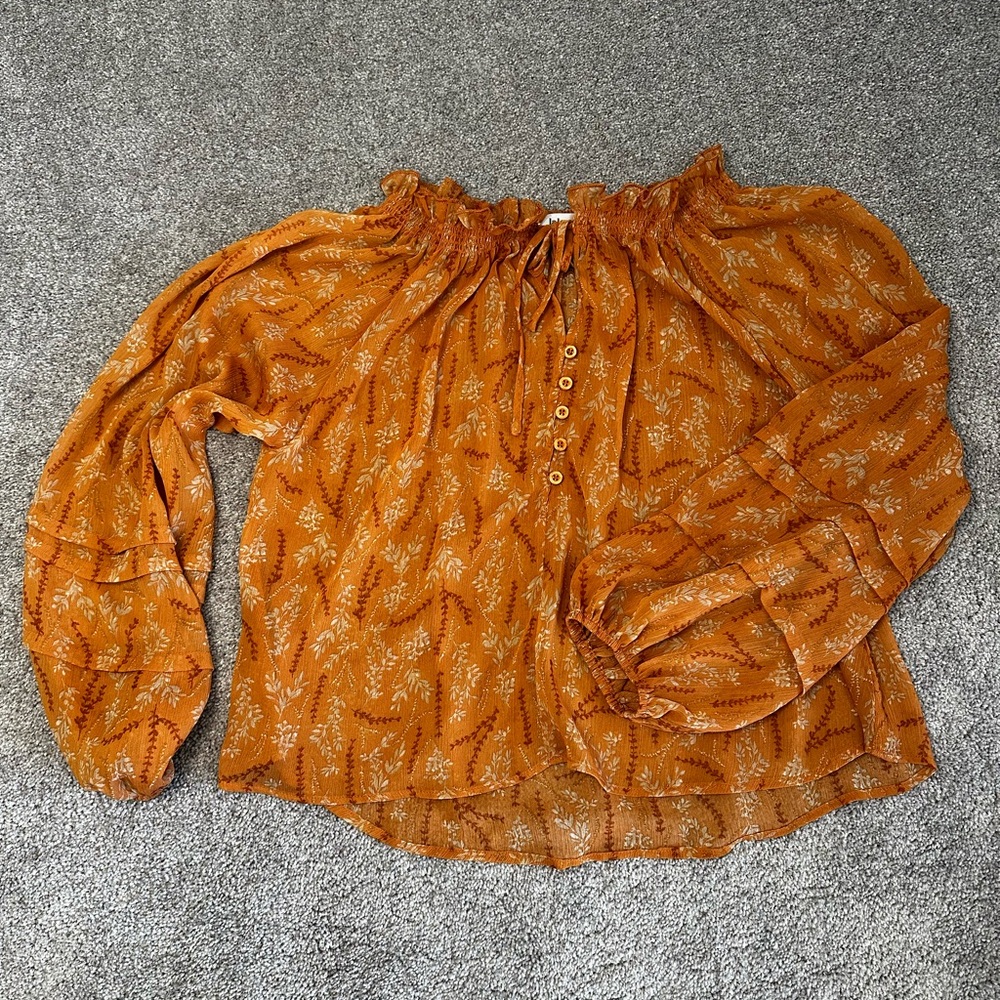 Women's Orange Floral Blouse